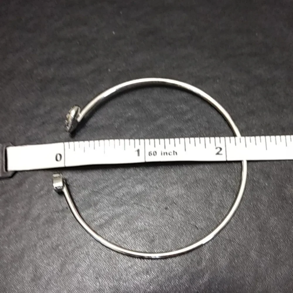 Child's silver tone heart bangle bracelet 7